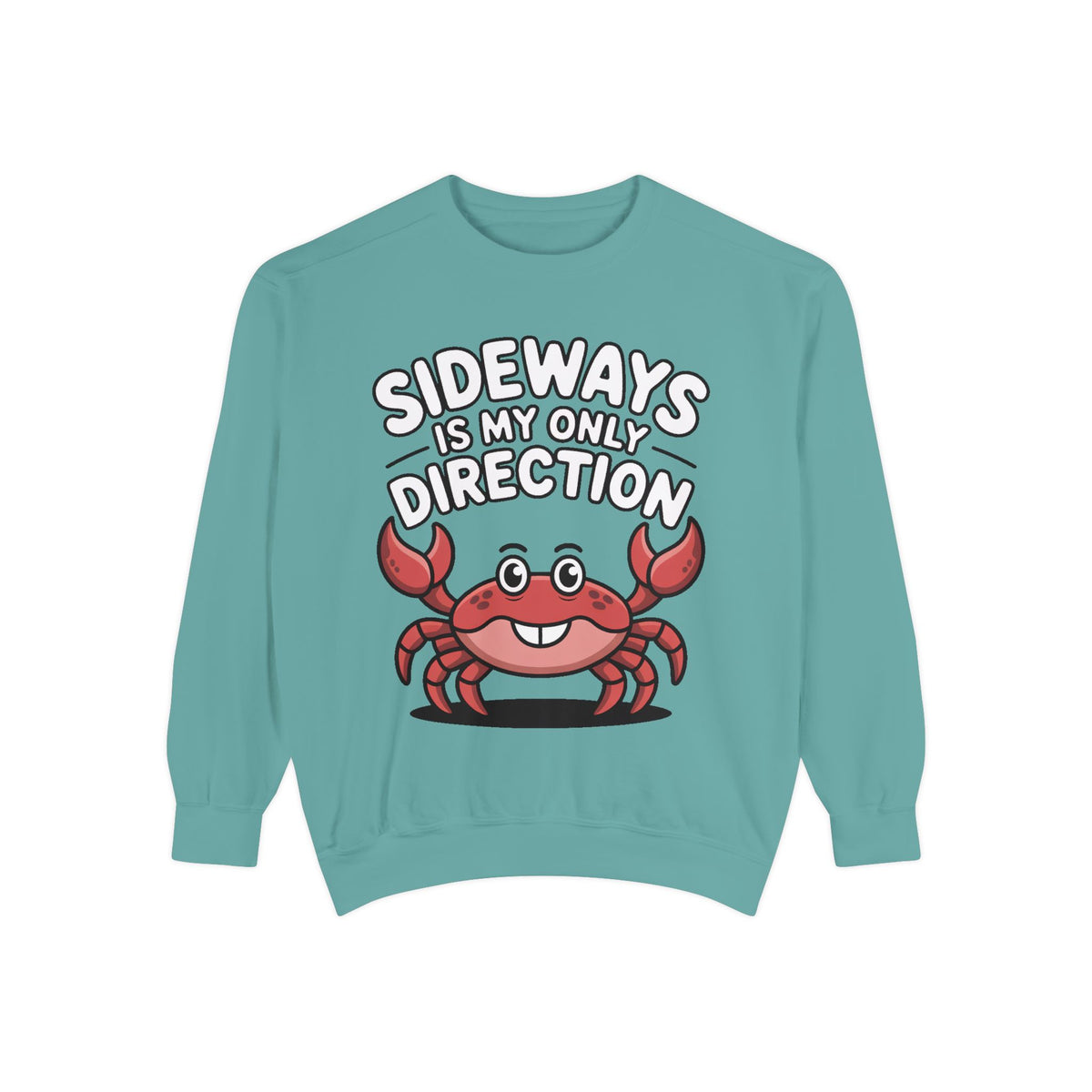 Funny Crab Sweatshirt, Sideways Is My Only Direction Crewneck, Cute Crab Lover Gift, Embroidered Patch Style Beach Sweatshirt