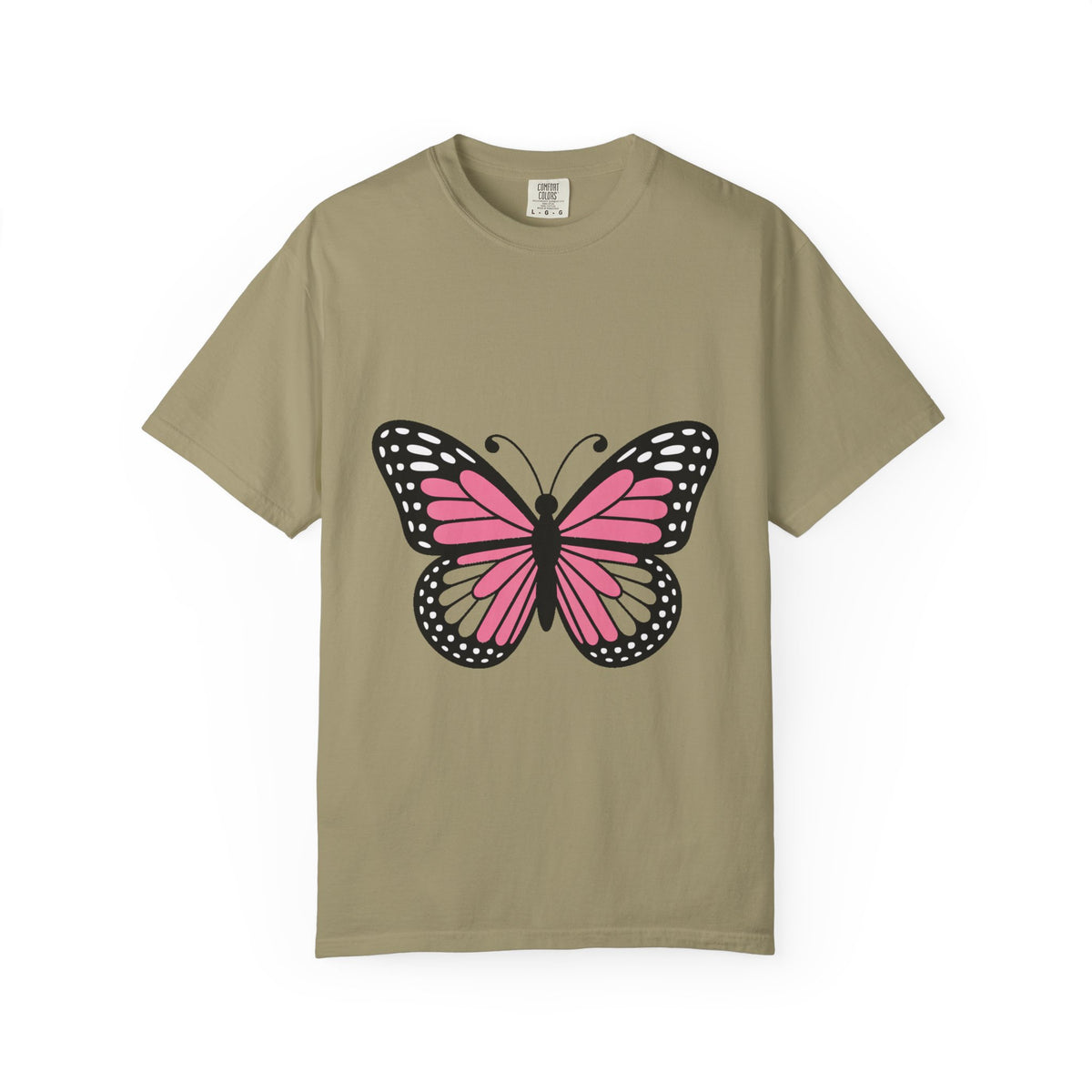 Butterfly T-Shirt, Cute Detailed Butterfly Graphic Tee, Nature Lover Gift, Embroidery-Style Butterfly Shirt, Garment-Dyed Unisex Tee