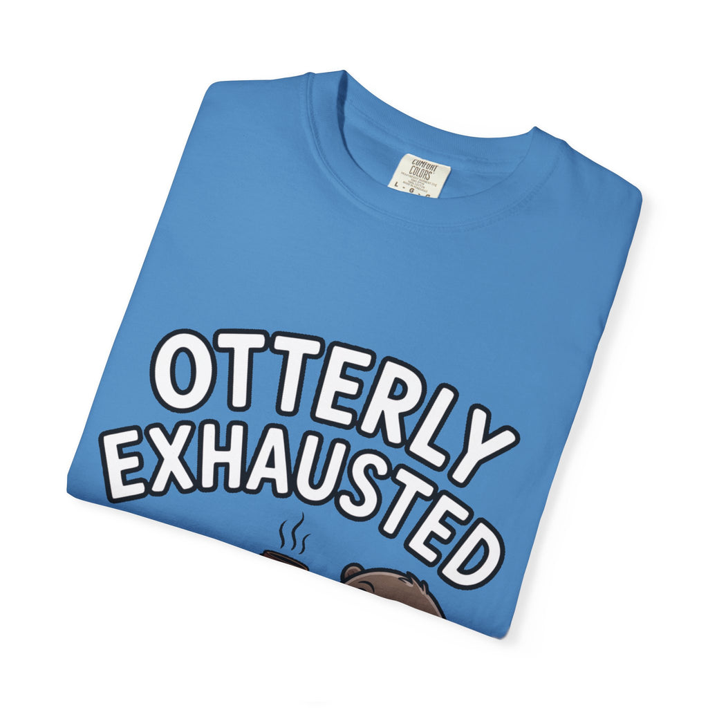 Otterly Exhausted Shirt, Funny Otter Coffee T-Shirt, Cute Otter Lover Gift, Sarcastic Coffee Lover Tee