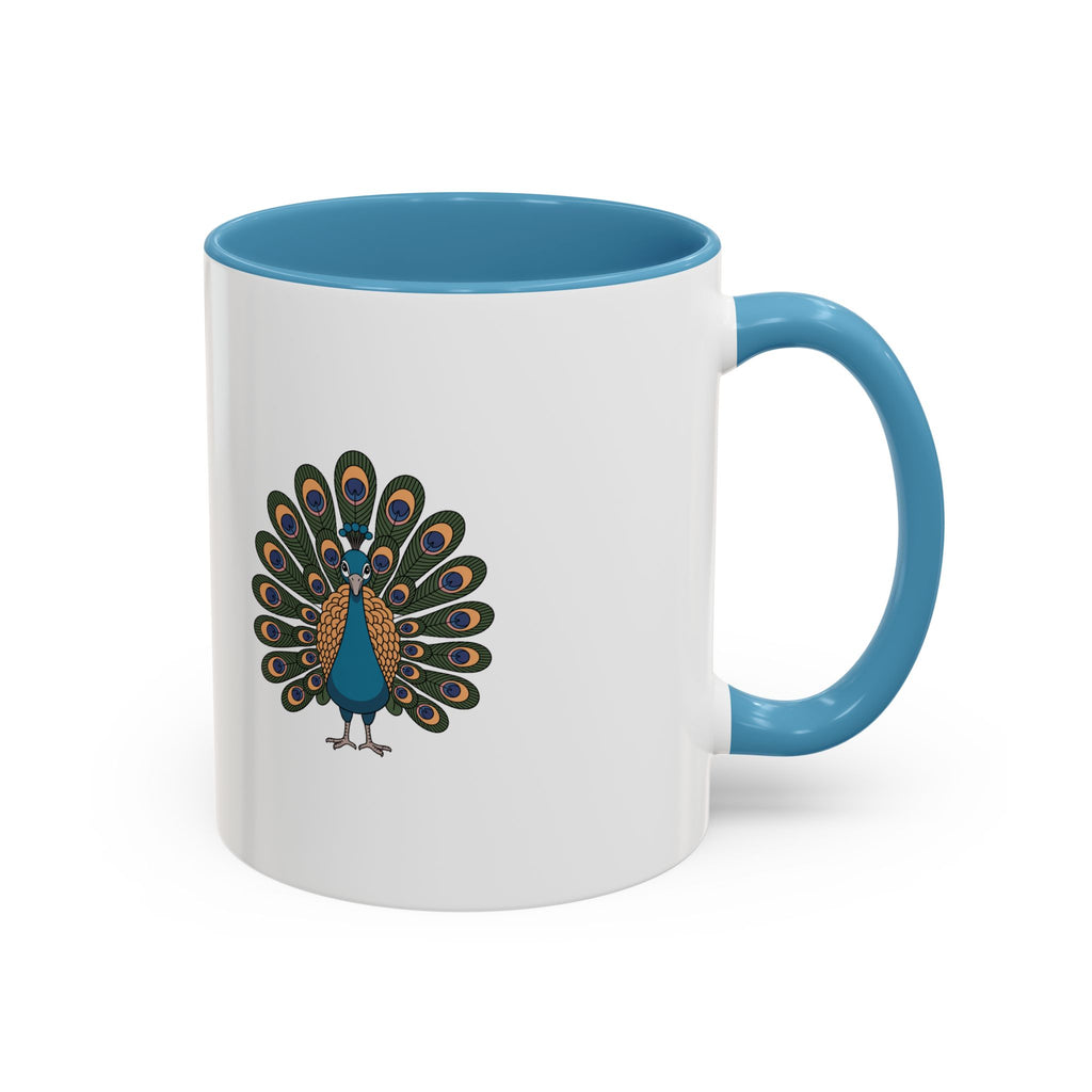 Cute Peacock Mug, Fanned Feather Peacock Coffee Cup, Bird Lover Gift, Cartoon Peacock Ceramic Mug, Colorful Feather Pattern Mug
