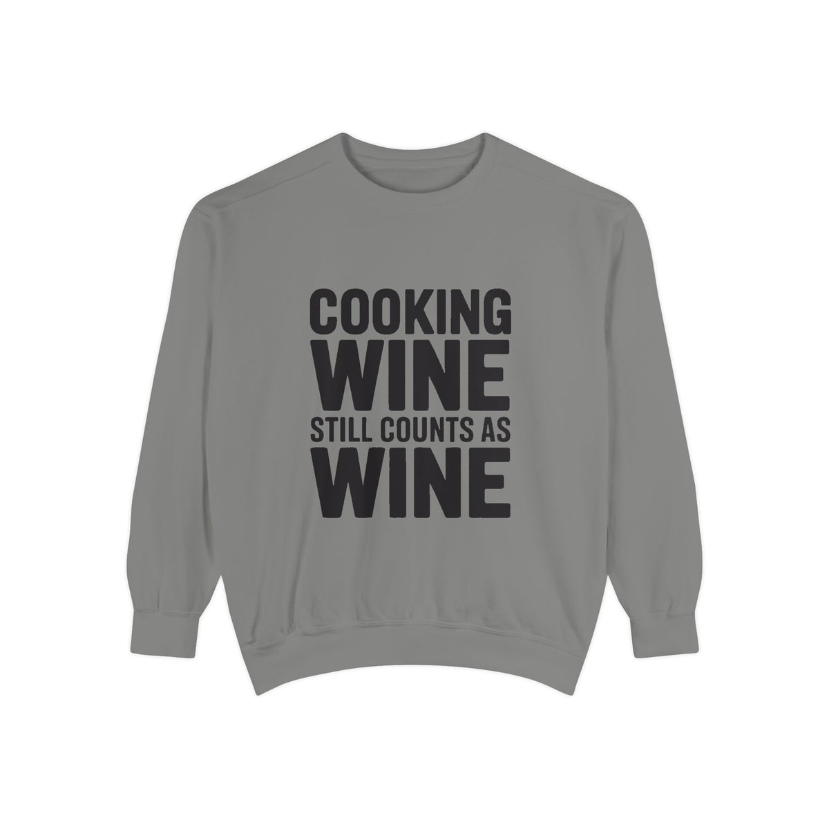 Cooking Wine Still Counts Sweatshirt, Funny Wine Lover Crewneck, Embroidered Kitchen Humor Sweatshirt, Gift for Wine Drinkers