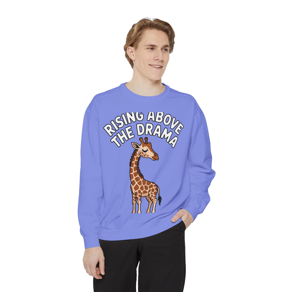 Rising Above The Drama Sweatshirt, Cute Giraffe Crewneck, Funny Sarcastic Quote Sweatshirt, Embroidered Style Giraffe Gift