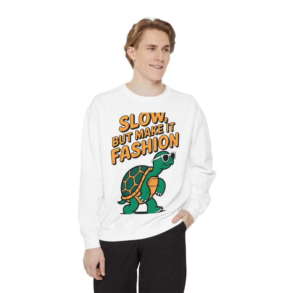 Funny Turtle Sweatshirt, Slow But Make It Fashion Crewneck, Cute Sunglasses Turtle Sweater, Retro Turtle Lover Gift