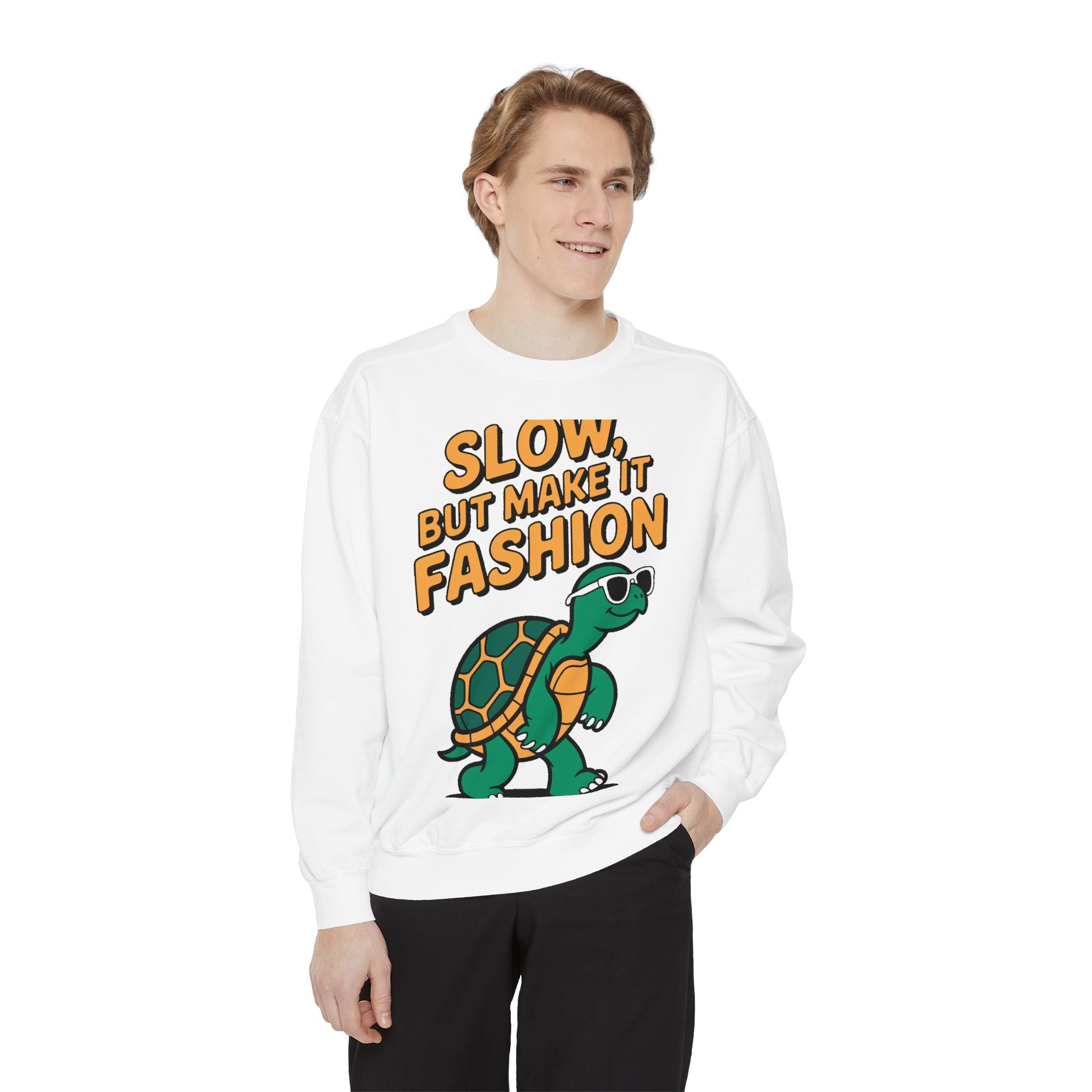 Funny Turtle Sweatshirt, Slow But Make It Fashion Crewneck, Cute Sunglasses Turtle Sweater, Retro Turtle Lover Gift