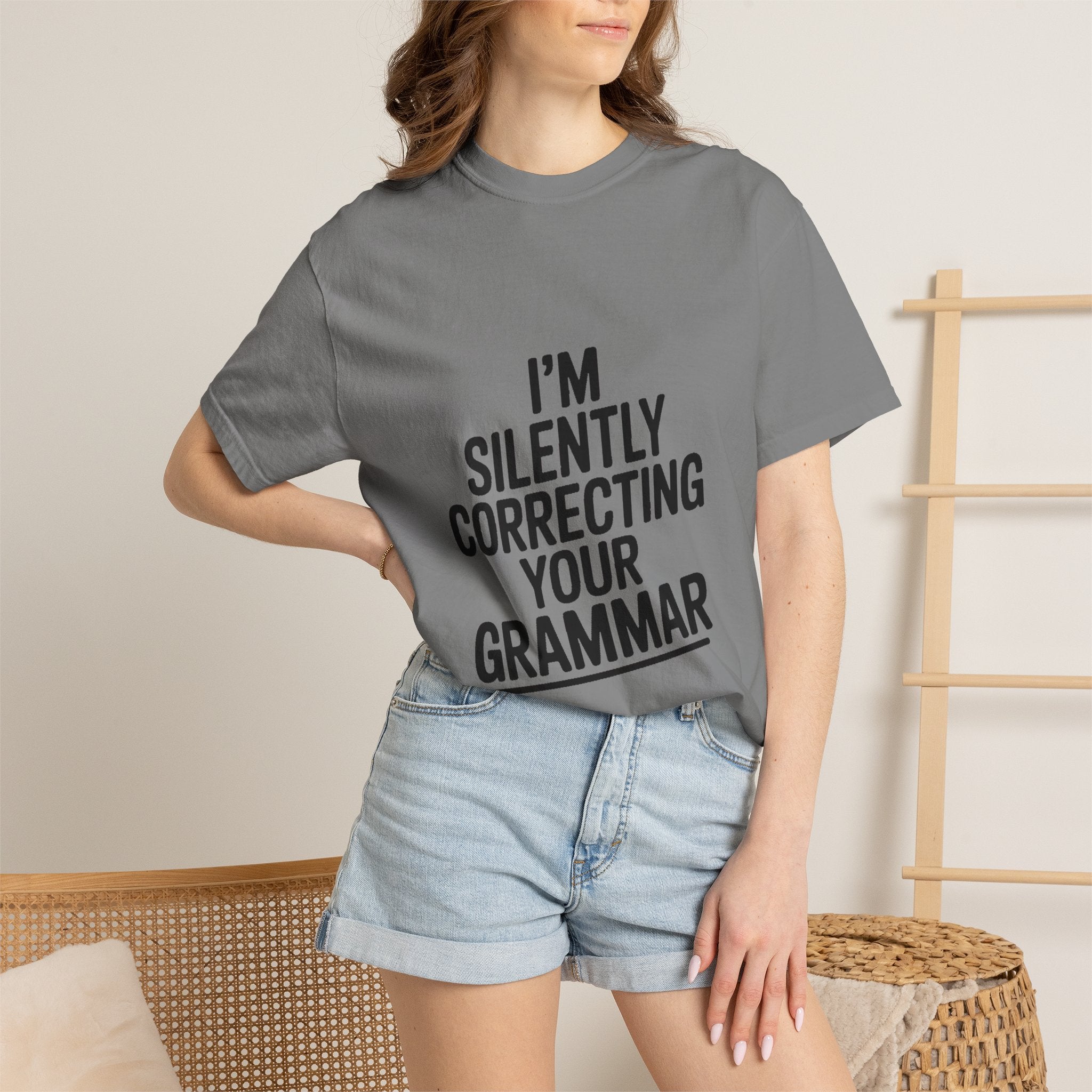 Silently Correcting Your Grammar Shirt, Funny Grammar Nerd T-Shirt, Sarcastic Teacher Gift, Bold Typography Tee for Editors
