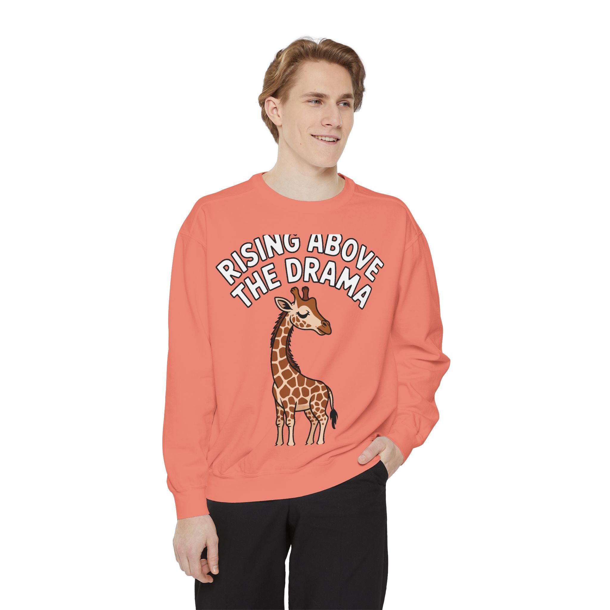 Rising Above The Drama Sweatshirt, Cute Giraffe Crewneck, Funny Sarcastic Quote Sweatshirt, Embroidered Style Giraffe Gift