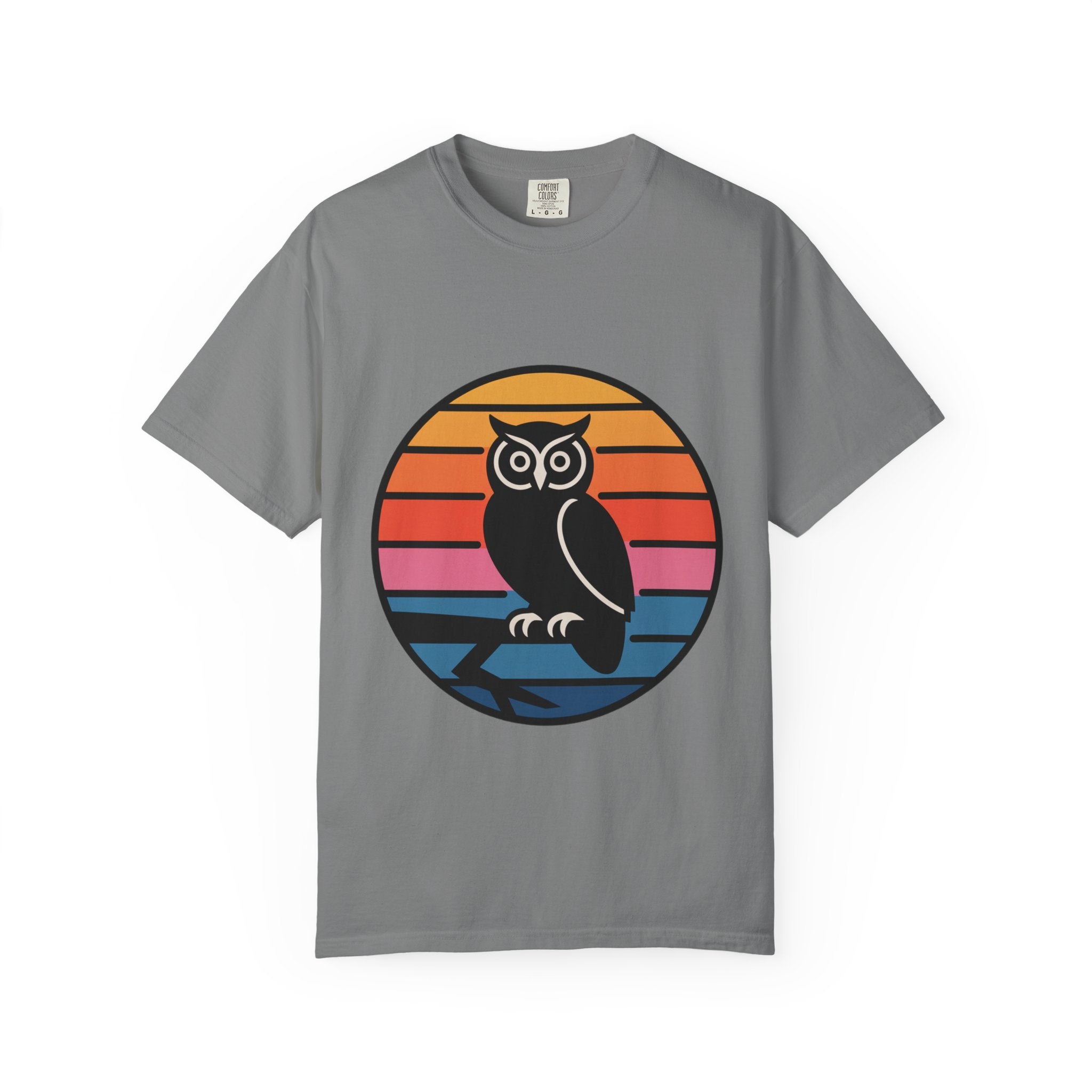 Retro Sunset Owl Badge T-Shirt