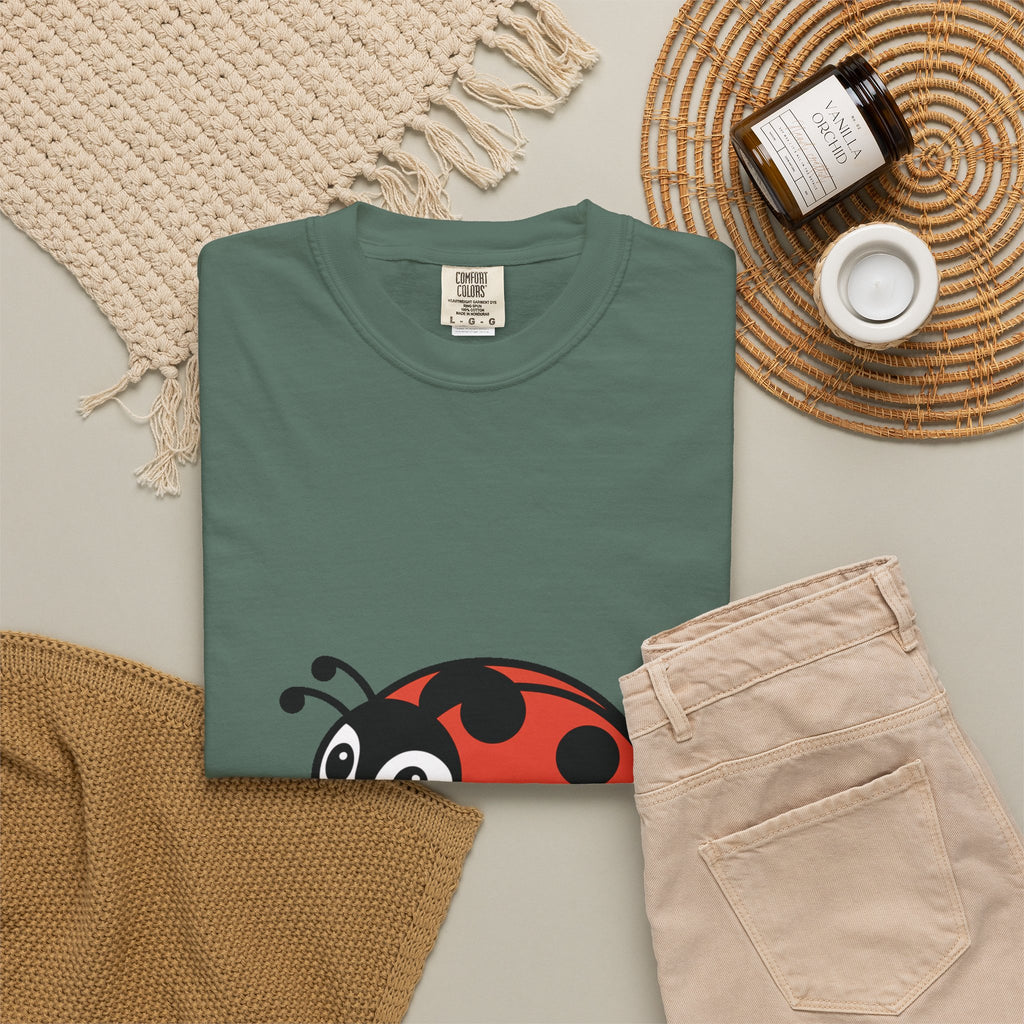 Cute Ladybug T-Shirt, Ladybug On A Leaf Shirt, Garden Bug Lover Gift, Nature Insect Graphic Tee, Kids Ladybug Shirt