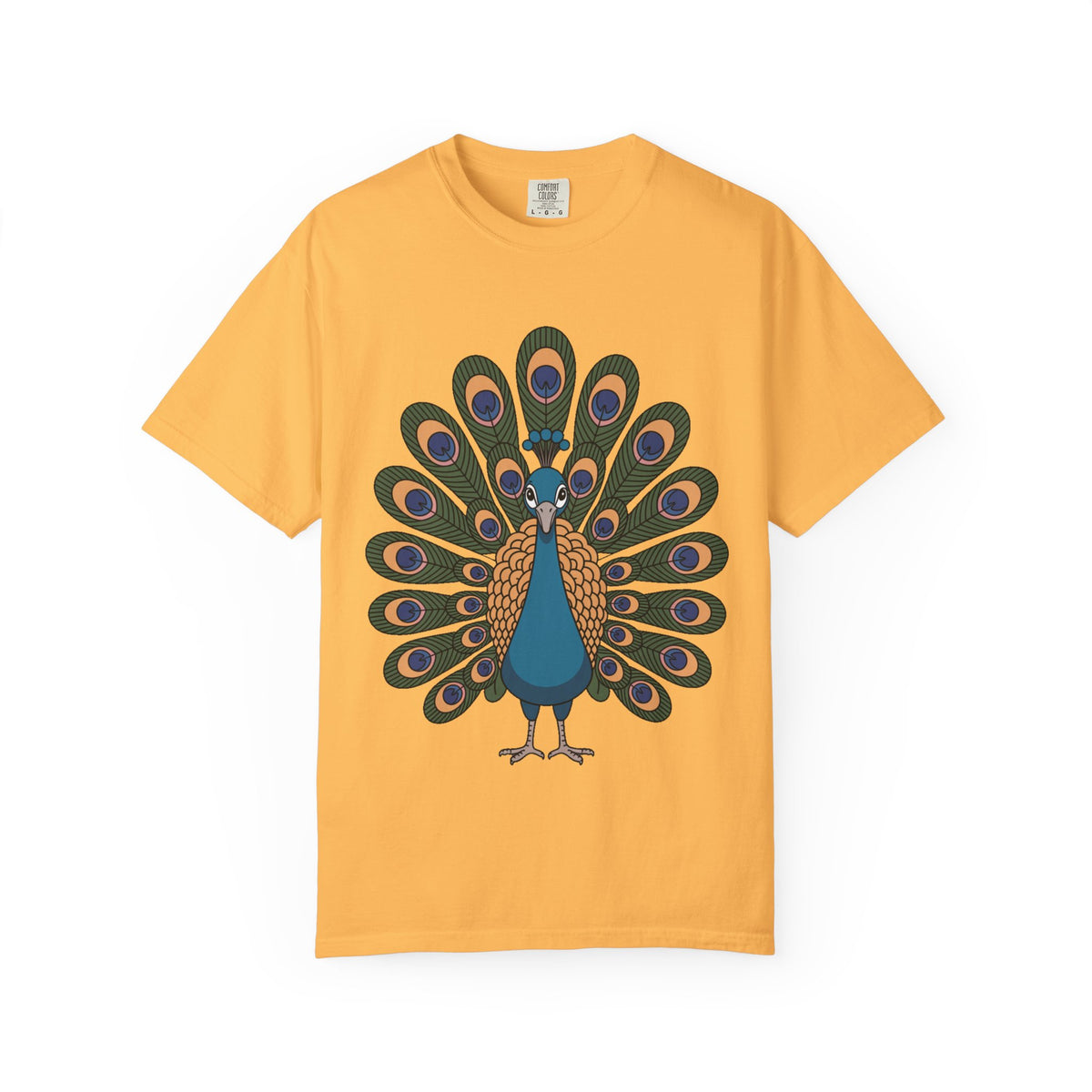 Cute Peacock T-Shirt, Fanned Feathers Bird Lover Gift Tee, Cartoon Peacock Graphic Shirt for Nature Lovers