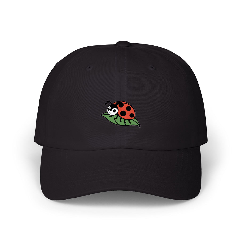 Ladybug Dad Hat, Cute Embroidered Ladybug On Leaf Cap, Nature Lover Gift, Garden Insect Hat, Unstructured Baseball Cap For Women