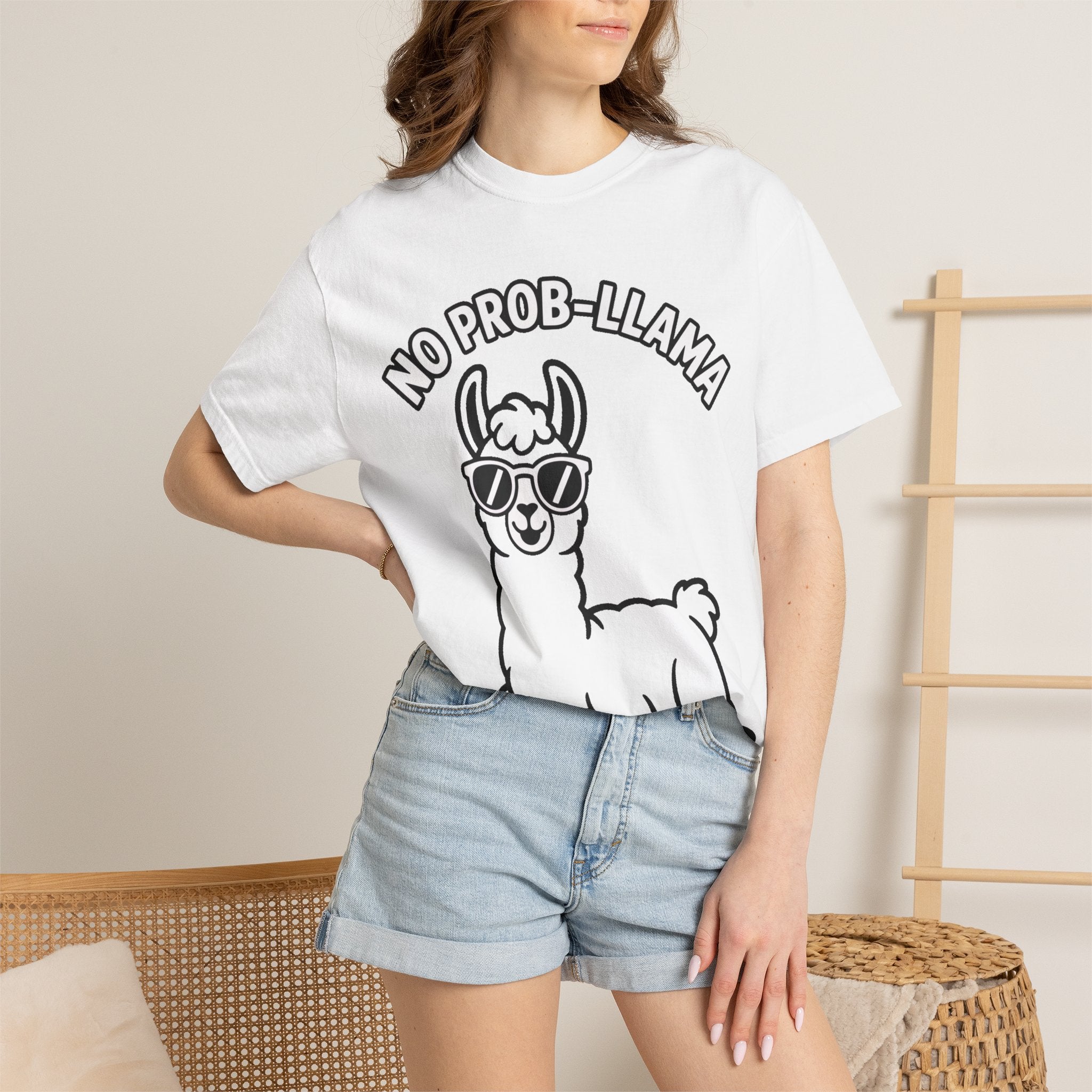 No Prob Llama Shirt, Funny Llama T-Shirt, Cute Llama Sunglasses Tee, Llama Lover Gift, Garment Dyed Unisex Shirt