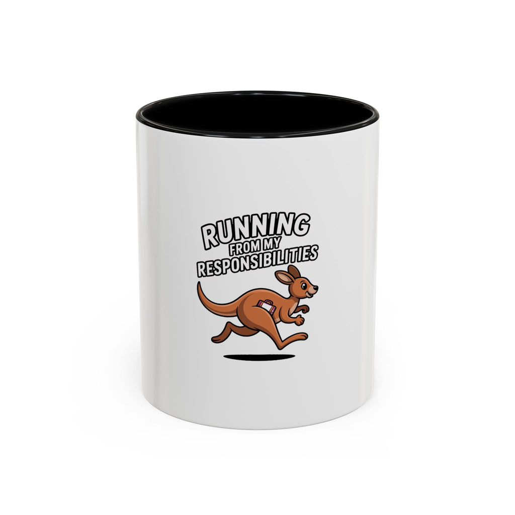 Running From My Responsibilities Mug, Funny Kangaroo Coffee Mug, Cute Cartoon Animal Gift, Sarcastic Adulting Mug for Procrastinators