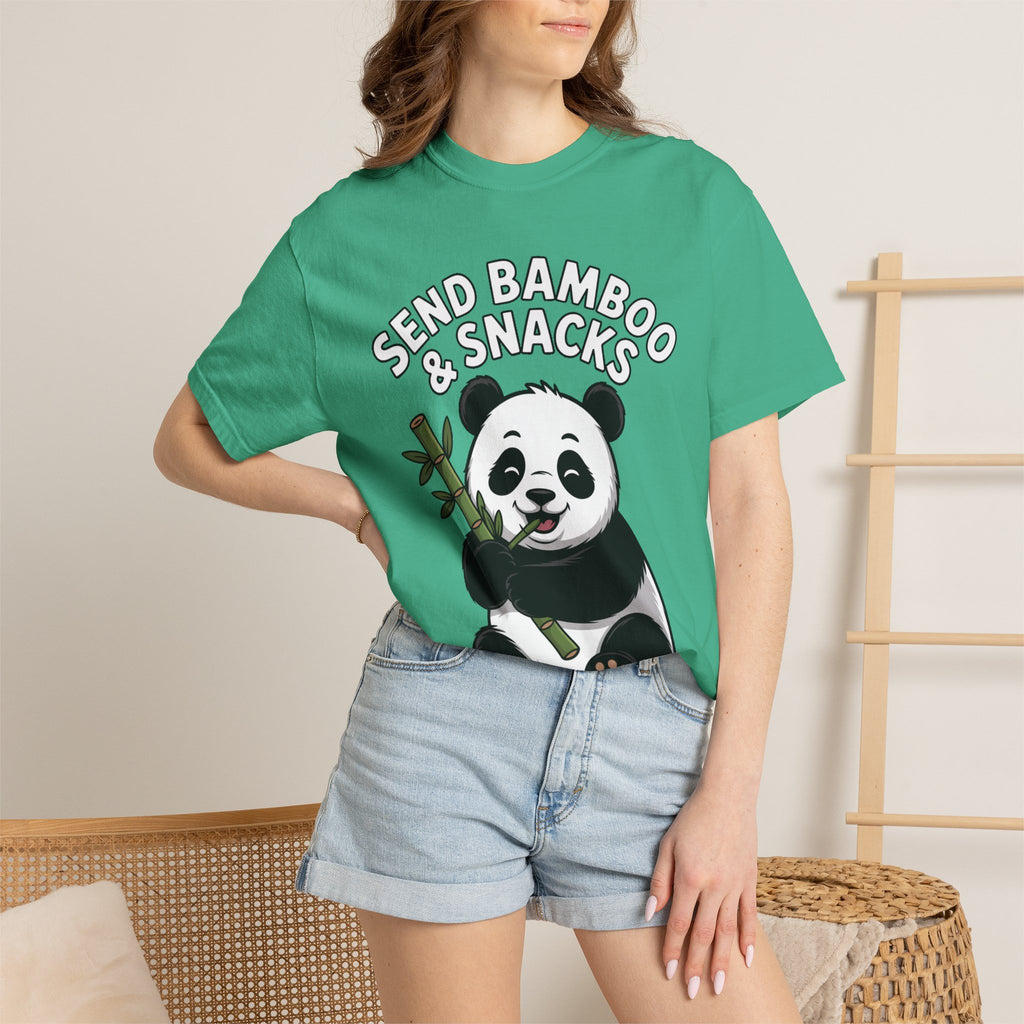 Send Bamboo Panda Shirt, Funny Panda T-Shirt, Cute Bamboo Snacks Tee, Panda Lover Gift, Cartoon Panda Graphic Shirt