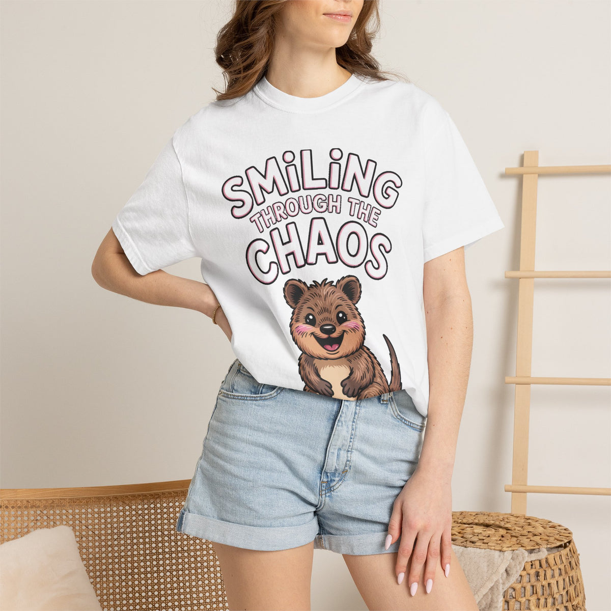 Smiling Through The Chaos Quokka Shirt, Funny Quokka T-Shirt, Cute Smiling Animal Tee, Positive Vibes Shirt, Quokka Lover Gift
