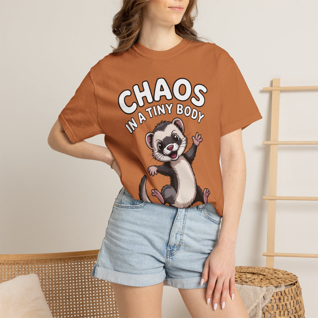 Funny Ferret Shirt, Chaos In A Tiny Body T-Shirt, Cute Ferret Lover Gift, Funny Pet Owner Tee, Ferret Mom Dad Shirt