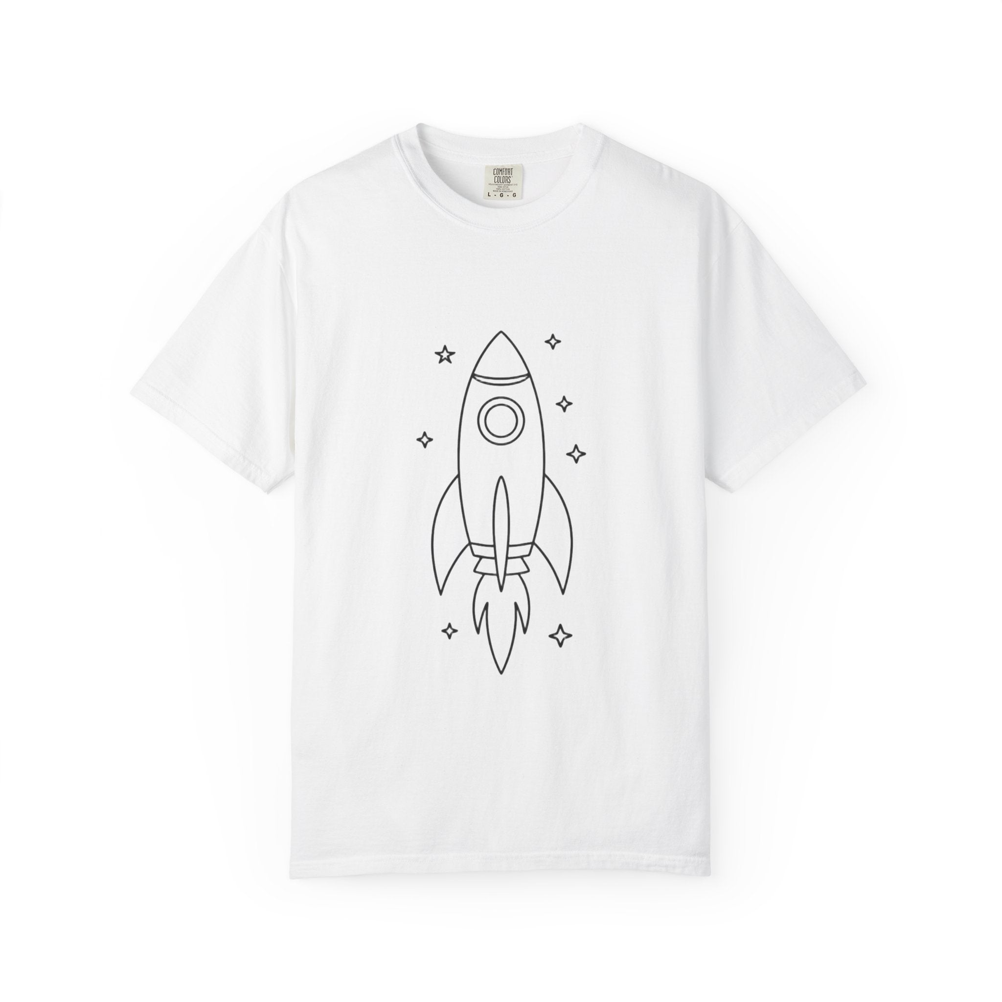 Rocket Ship Line Art Shirt, Minimalist Chase The Stars T-Shirt, Single Line Space Tee, Cute Rocket Tattoo Style Shirt Gift