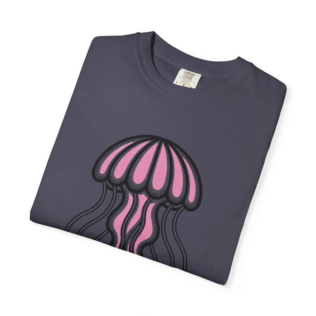 Cute Jellyfish T-Shirt, Glowing Jellyfish Graphic Tee, Ocean Lover Gift, Garment-Dyed Unisex Shirt for Beach and Aquarium Fans