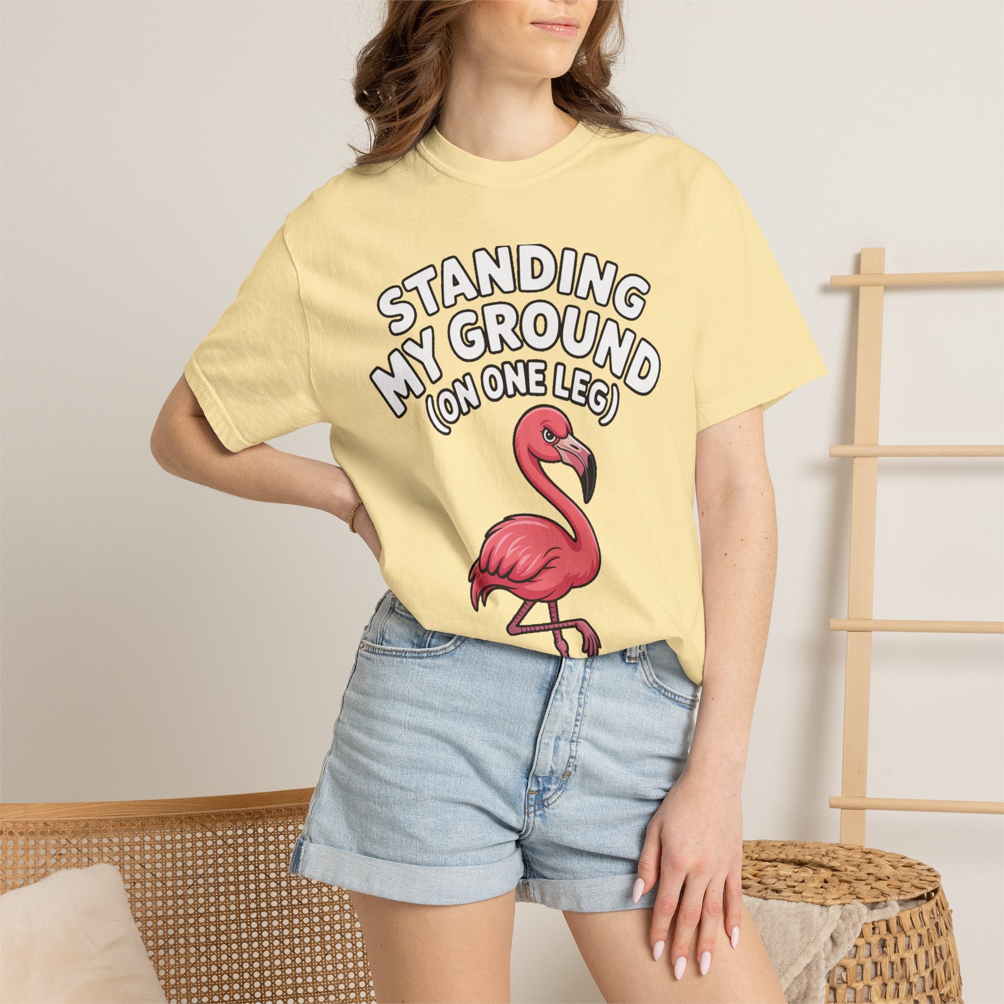Standing My Ground Flamingo Shirt, Funny One Leg Flamingo T-Shirt, Sassy Bird Lover Gift, Cute Cartoon Flamingo Tee