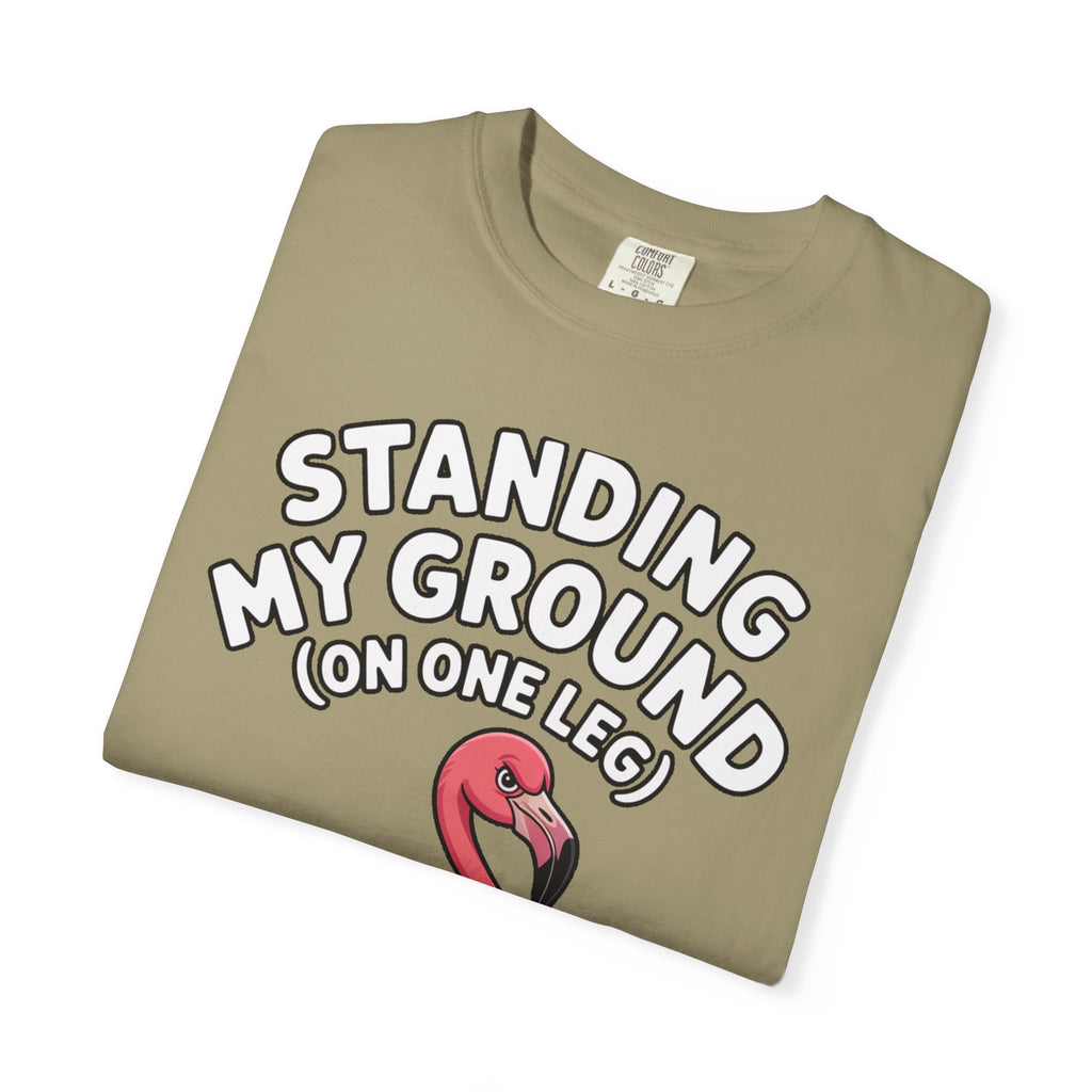 Standing My Ground Flamingo Shirt, Funny One Leg Flamingo T-Shirt, Sassy Bird Lover Gift, Cute Cartoon Flamingo Tee