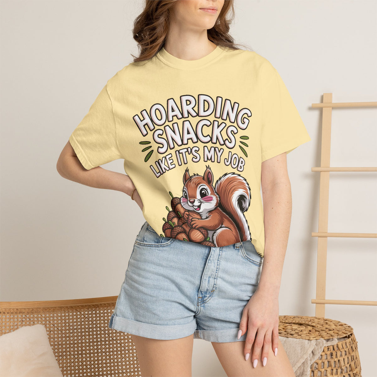 Funny Squirrel Shirt, Hoarding Snacks Like It's My Job T-Shirt, Cute Acorn Squirrel Gift, Snack Lover Tee