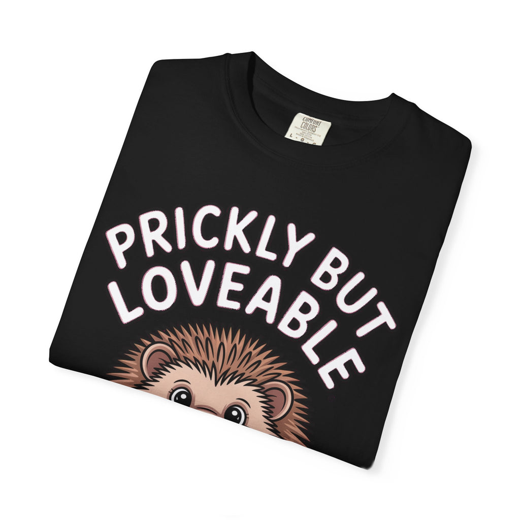 Prickly But Loveable Hedgehog Shirt, Cute Cartoon Hedgehog T-Shirt, Funny Animal Lover Gift, Flower Hedgehog Tee