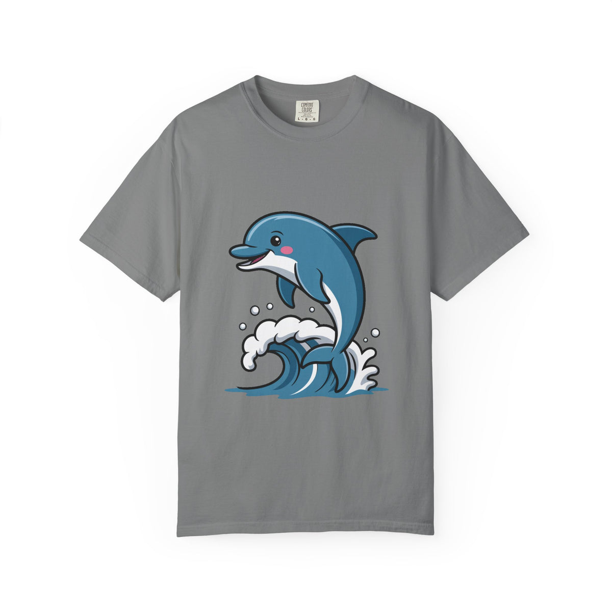 Cute Dolphin T-Shirt, Jumping Wave Dolphin Shirt, Ocean Lover Gift, Garment Dyed Unisex Tee, Beach Vacation Shirt