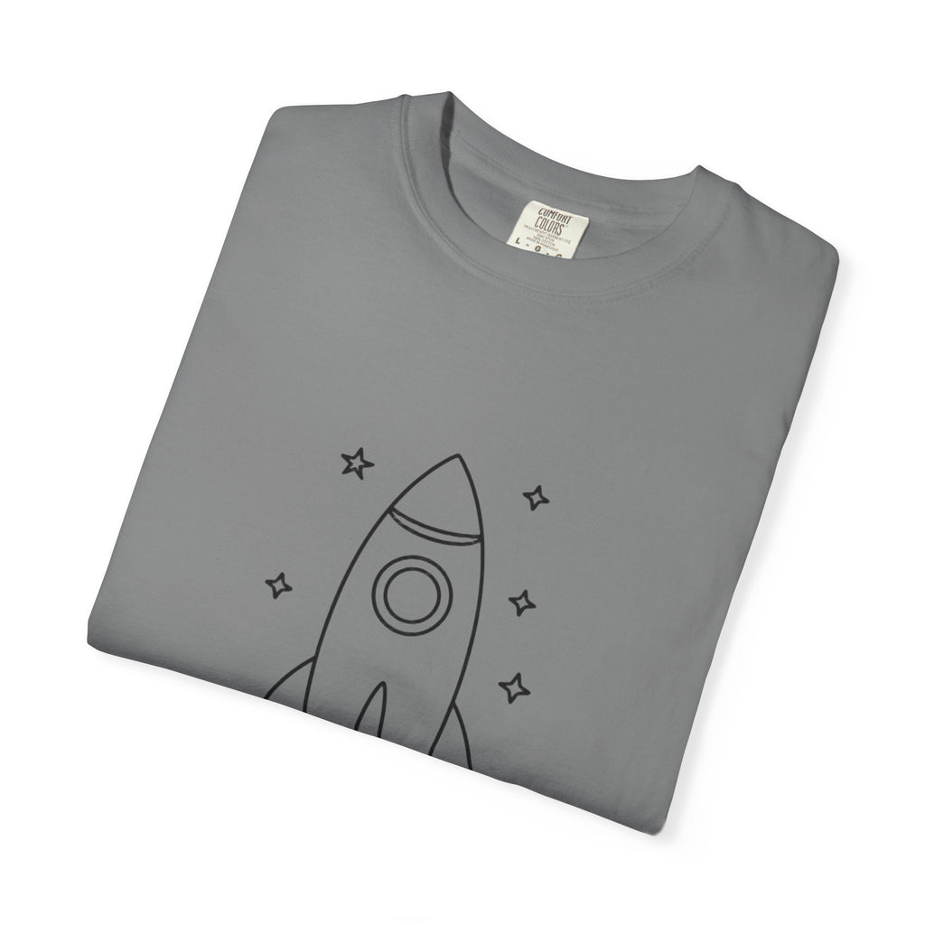 Rocket Ship Line Art Shirt, Minimalist Chase The Stars T-Shirt, Single Line Space Tee, Cute Rocket Tattoo Style Shirt Gift