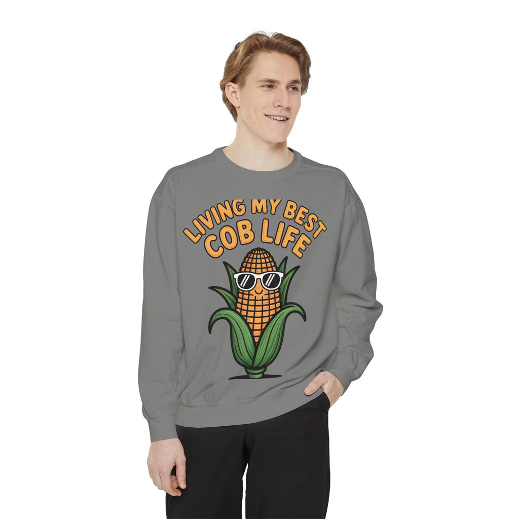 Best Cob Life Corn Sweatshirt, Funny Corn Sunglasses Crewneck, Cute Vegetable Pun Shirt, Garden Lover Gift, Embroidered Patch Style