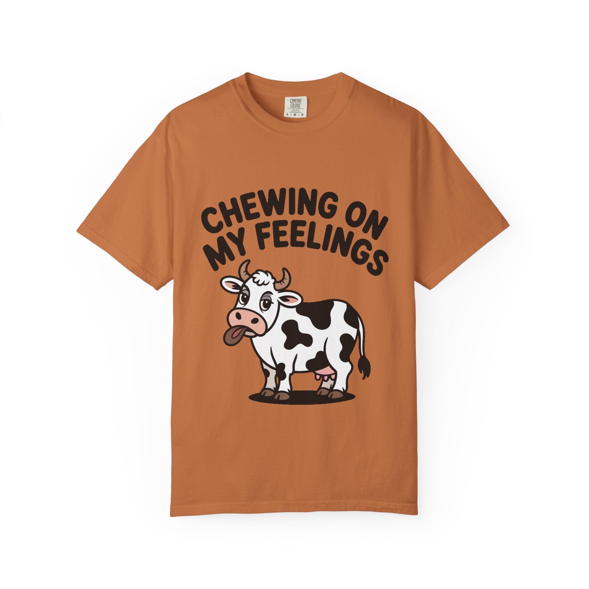 Chewing On My Feelings Cow Shirt, Funny Cow T-Shirt, Cute Cartoon Cow Tee, Sarcastic Farm Animal Gift, Mental Health Humor Shirt