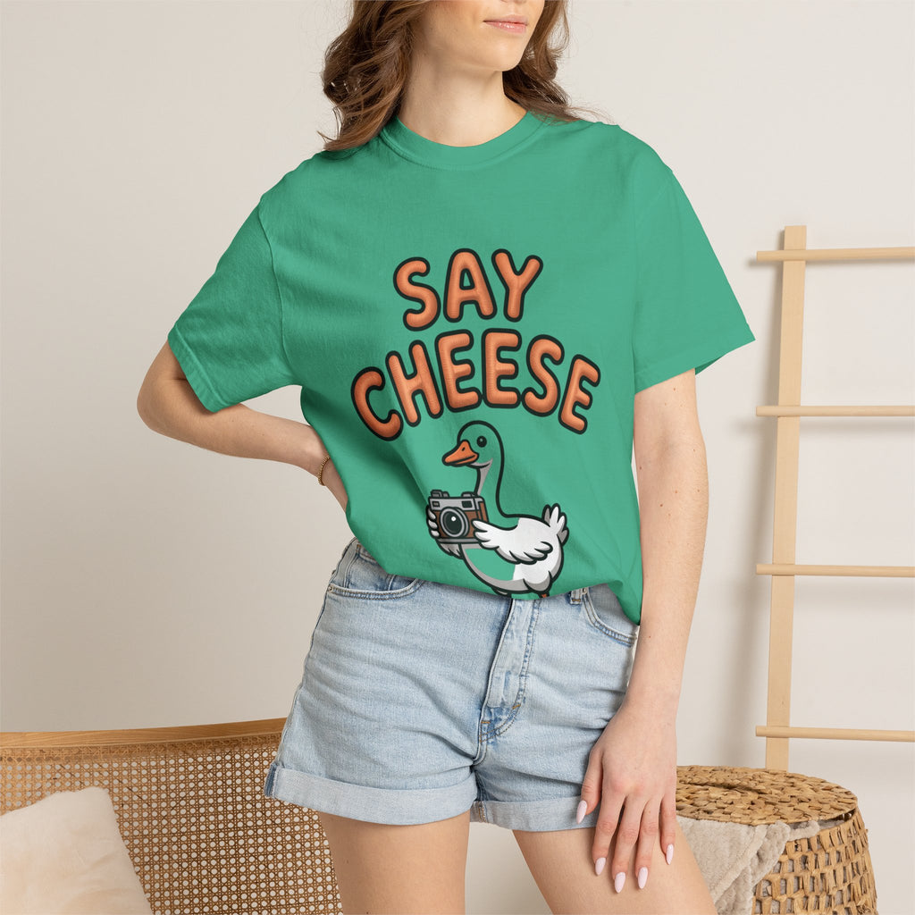 Say Cheese Goose Shirt, Funny Camera Goose T-Shirt, Cute Cartoon Goose Lover Gift, Photography Shirt for Photographer