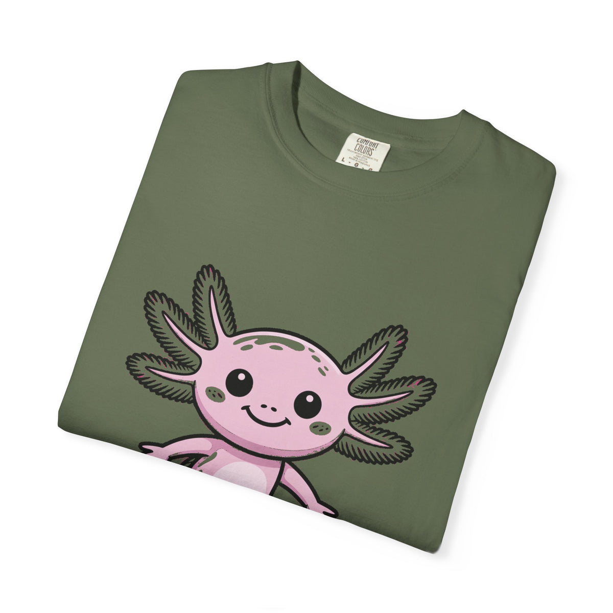 Cute Axolotl Shirt, Smiling Axolotl T-Shirt, Kawaii Axolotl Lover Gift, Garment Dyed Unisex Tee