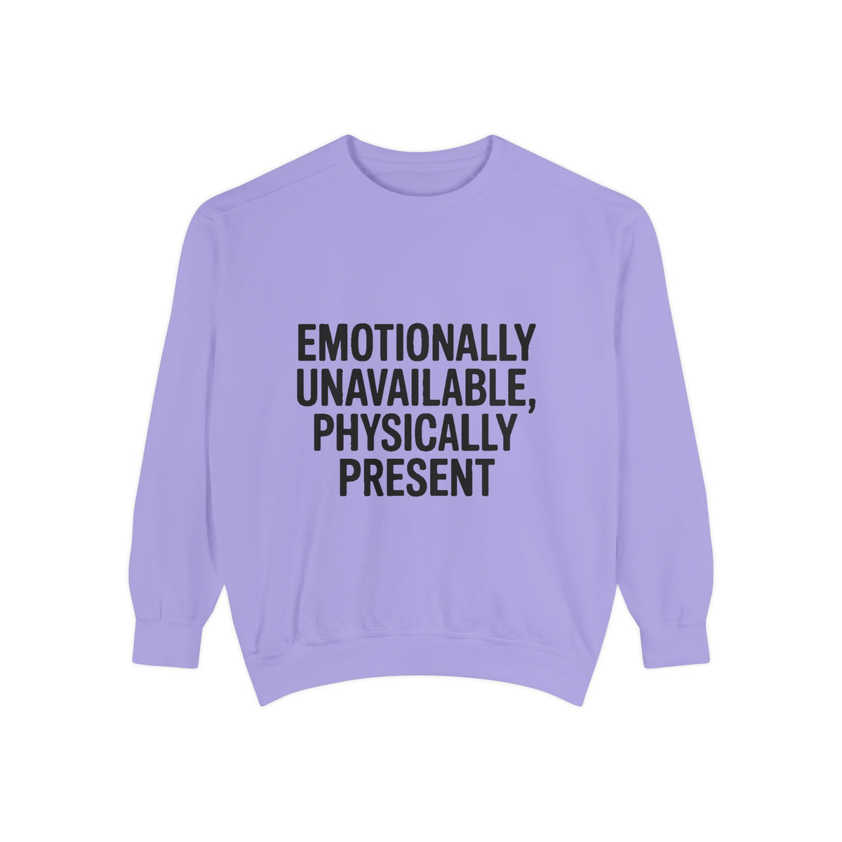 Emotionally Unavailable Physically Present Sweatshirt, Funny Sarcastic Crewneck, Deadpan Humor Embroidered Sweatshirt Gift