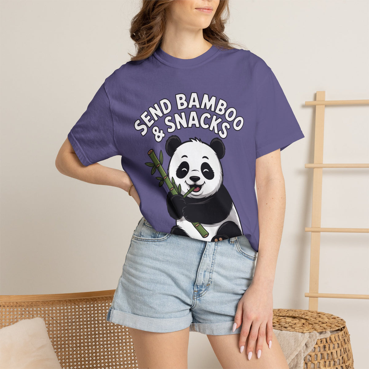 Send Bamboo Panda Shirt, Funny Panda T-Shirt, Cute Bamboo Snacks Tee, Panda Lover Gift, Cartoon Panda Graphic Shirt