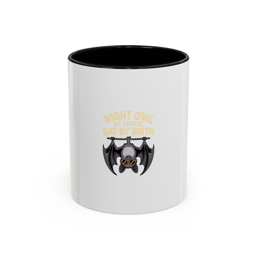 Night Owl By Choice Bat Mug, Funny Bat Coffee Mug, Cute Cartoon Bat Lover Gift, Halloween Coffee Cup, Insomniac Night Owl Gift Mug