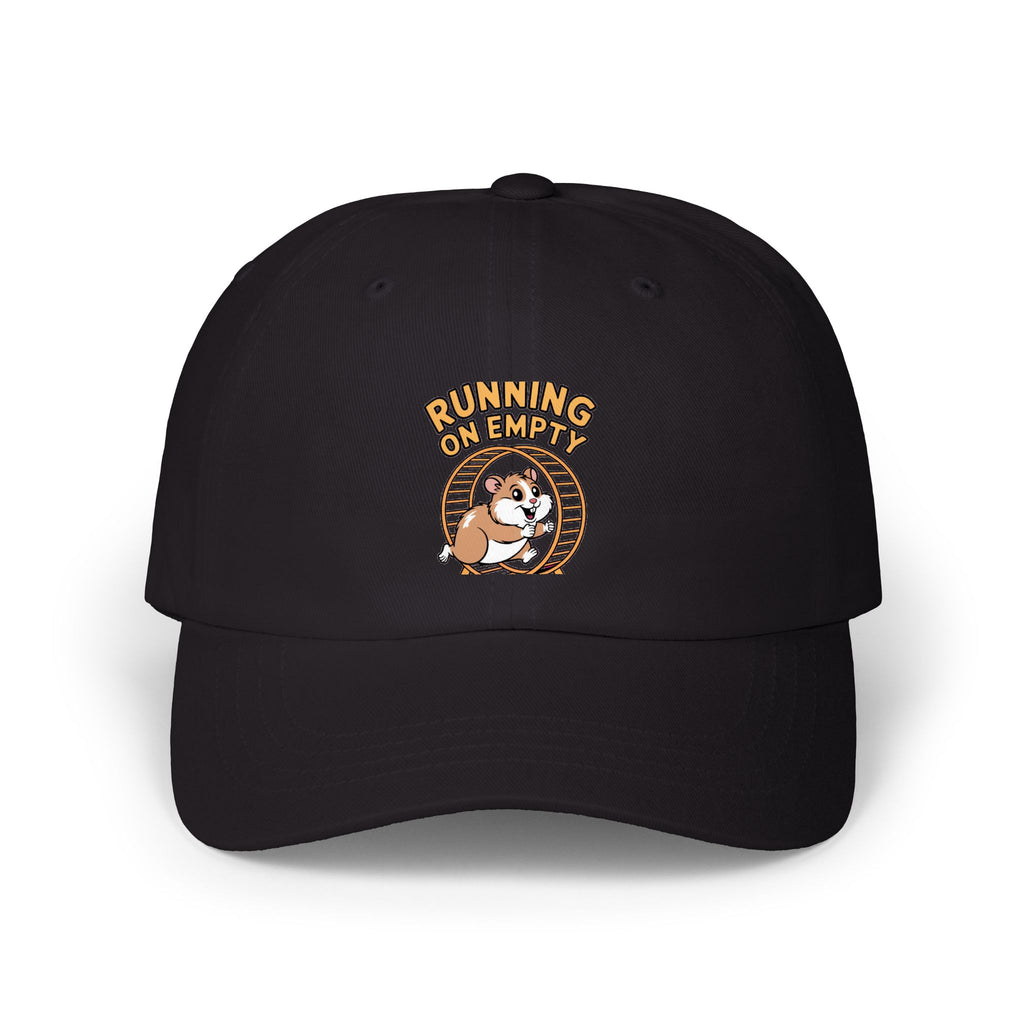 Running On Empty Hamster Dad Cap, Funny Tired Hamster Hat, Cute Wheel Hamster Embroidered Cap, Sarcastic Gift for Him or Her