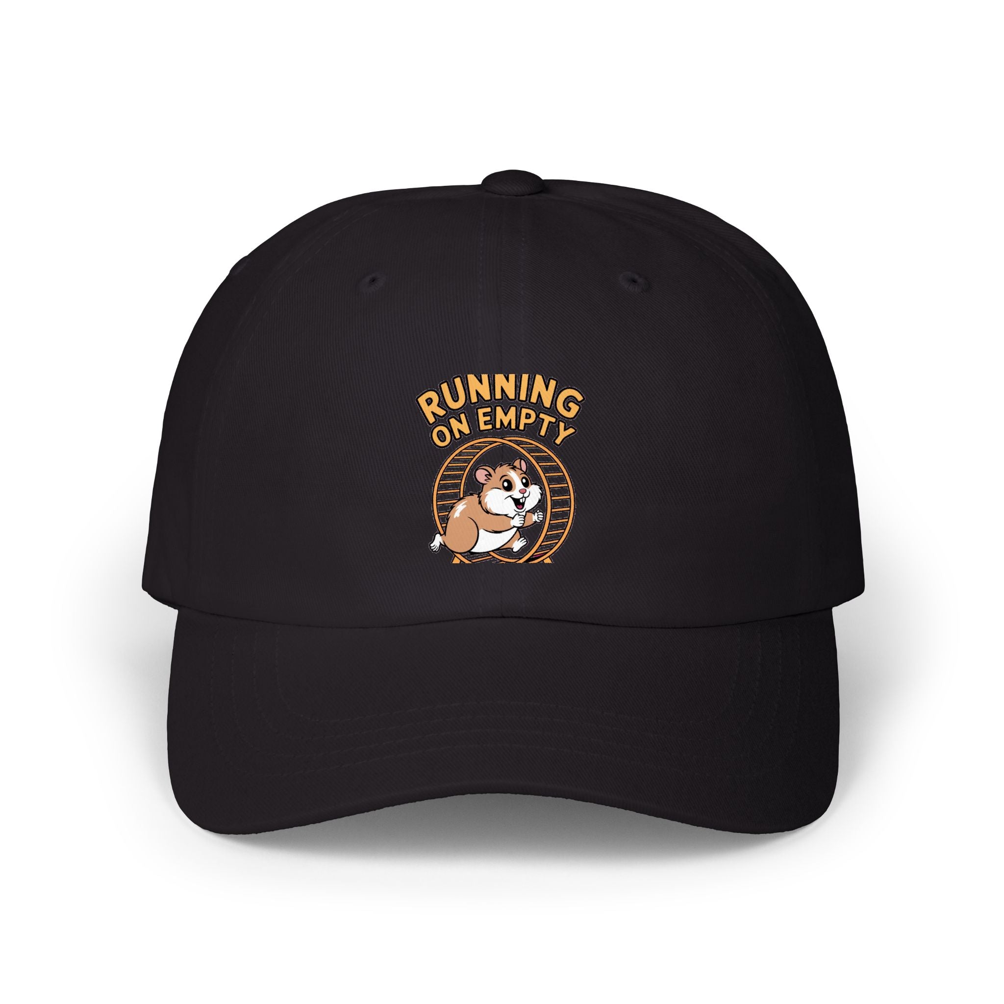 Running On Empty Hamster Dad Cap, Funny Tired Hamster Hat, Cute Wheel Hamster Embroidered Cap, Sarcastic Gift for Him or Her