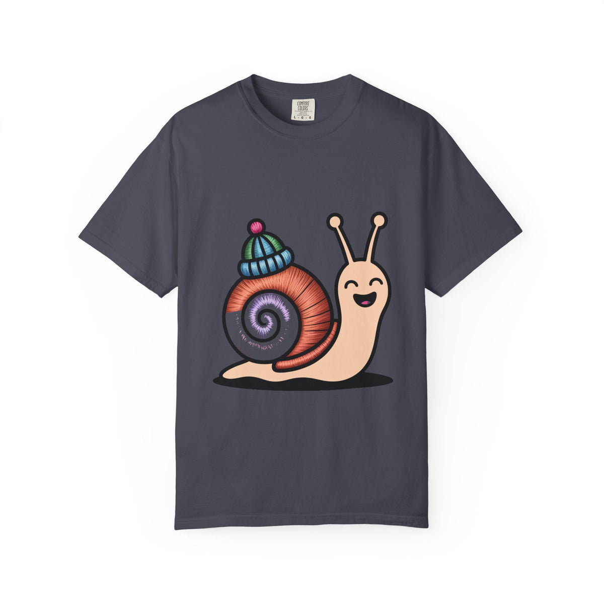 Cute Snail With Tiny Hat T-Shirt, Funny Cottagecore Snail Shirt, Cartoon Snail Lover Gift, Garment-Dyed Unisex Tee