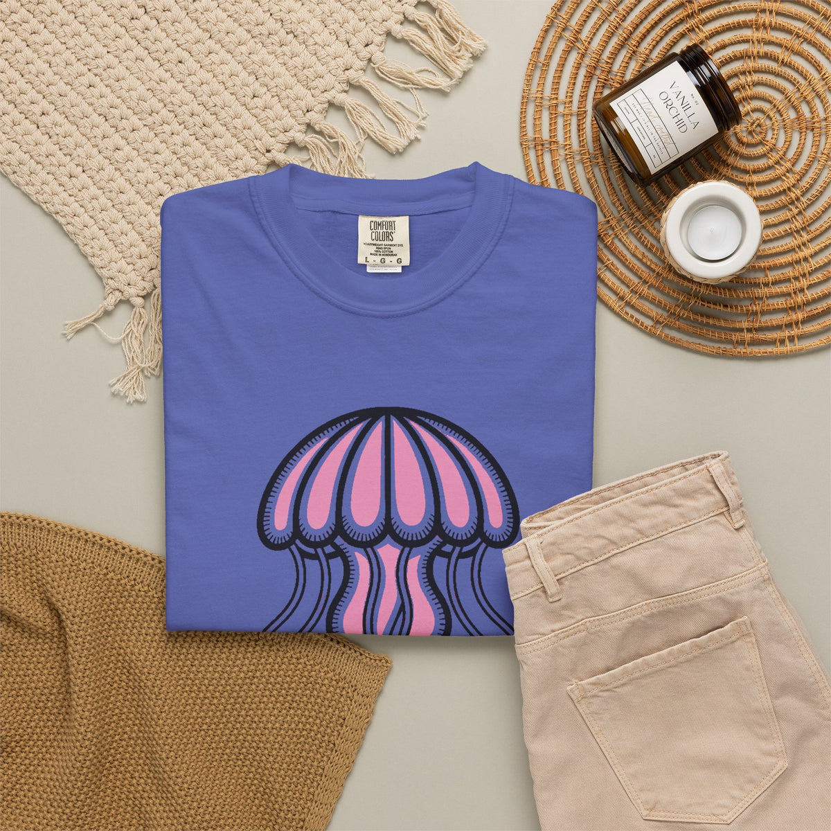 Cute Jellyfish T-Shirt, Glowing Jellyfish Graphic Tee, Ocean Lover Gift, Garment-Dyed Unisex Shirt for Beach and Aquarium Fans