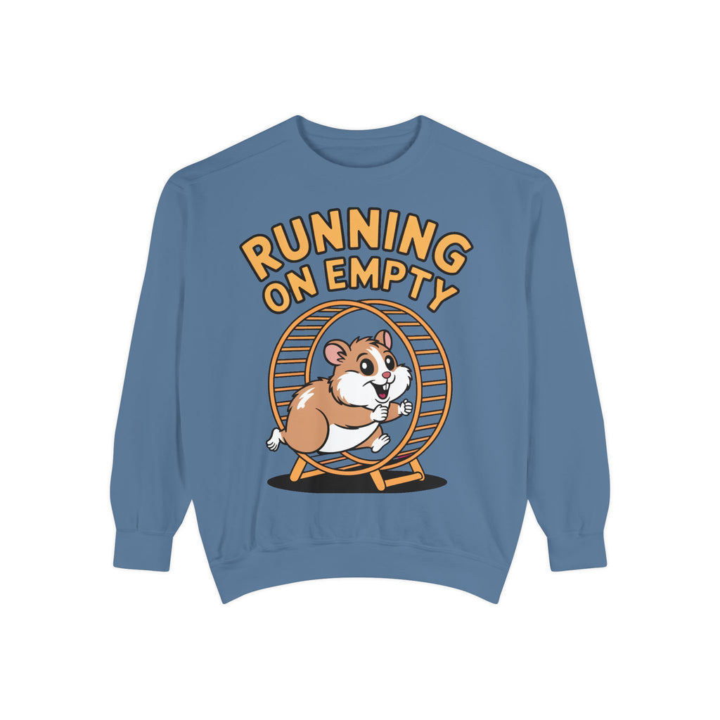 Running On Empty Hamster Sweatshirt, Funny Tired Hamster Crewneck, Cute Exhausted Wheel Shirt, Burnout Gift for Tired Mom Dad