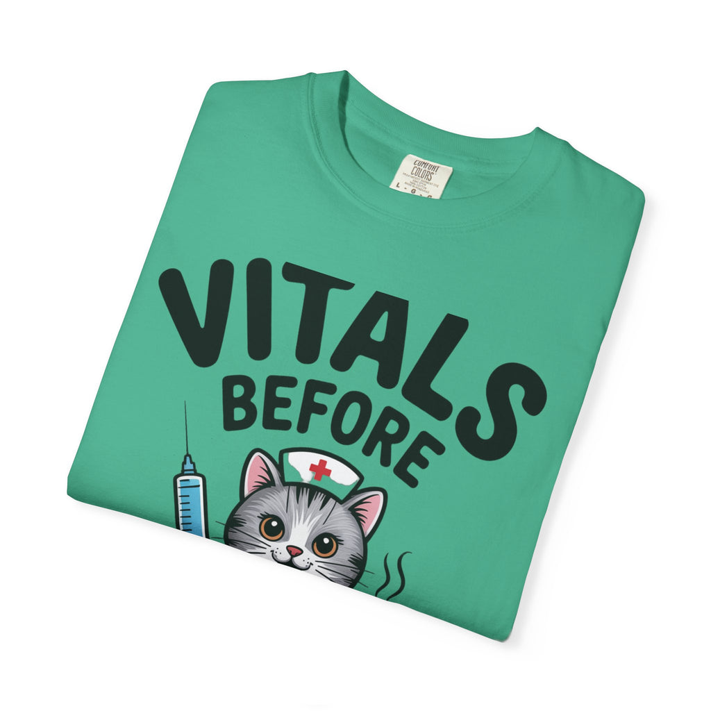 Vitals Before Coffee Nurse Shirt, Funny Nurse Cat T-Shirt, Cute Nurse Gift, Nursing Student Shirt, RN Coffee Lover Tee