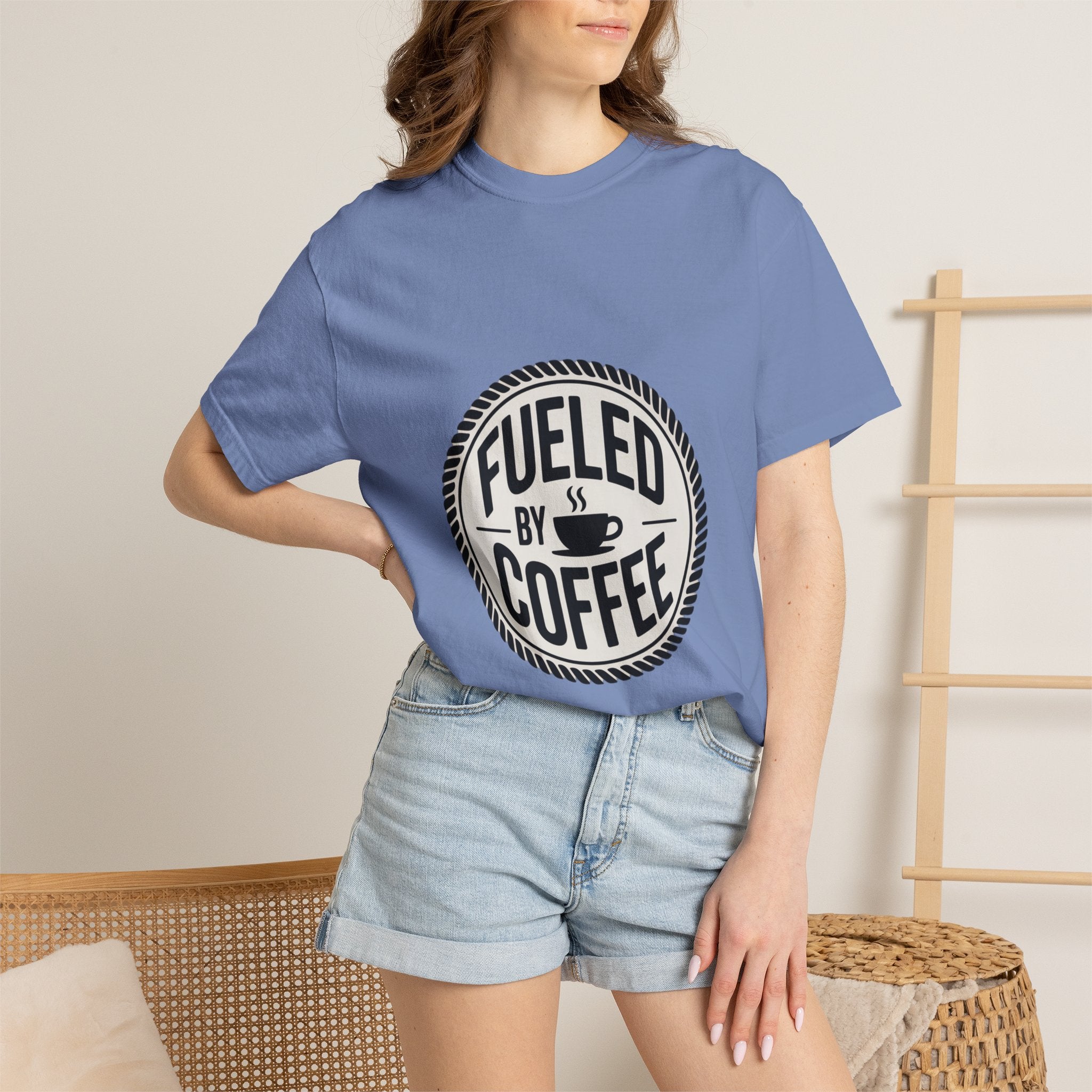 Fueled By Coffee Badge Shirt, Vintage Coffee Lover T-Shirt, Retro Coffee Stamp Logo Tee, Funny Coffee Addict Gift
