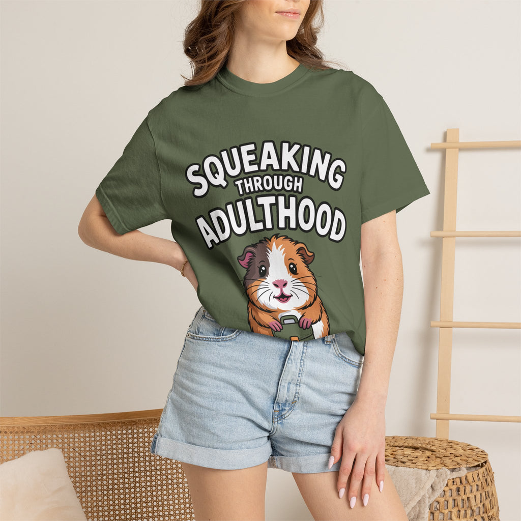 Guinea Pig Squeaking Through Adulthood Shirt, Funny Guinea Pig T-Shirt, Adulting Humor Tee, Cute Guinea Pig Lover Gift