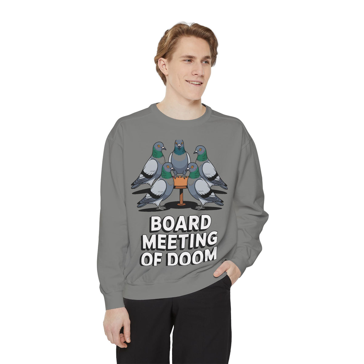 Funny Pigeon Sweatshirt, Board Meeting Of Doom Crewneck, Office Humor Bird Gift, Funny Coworker Sweater