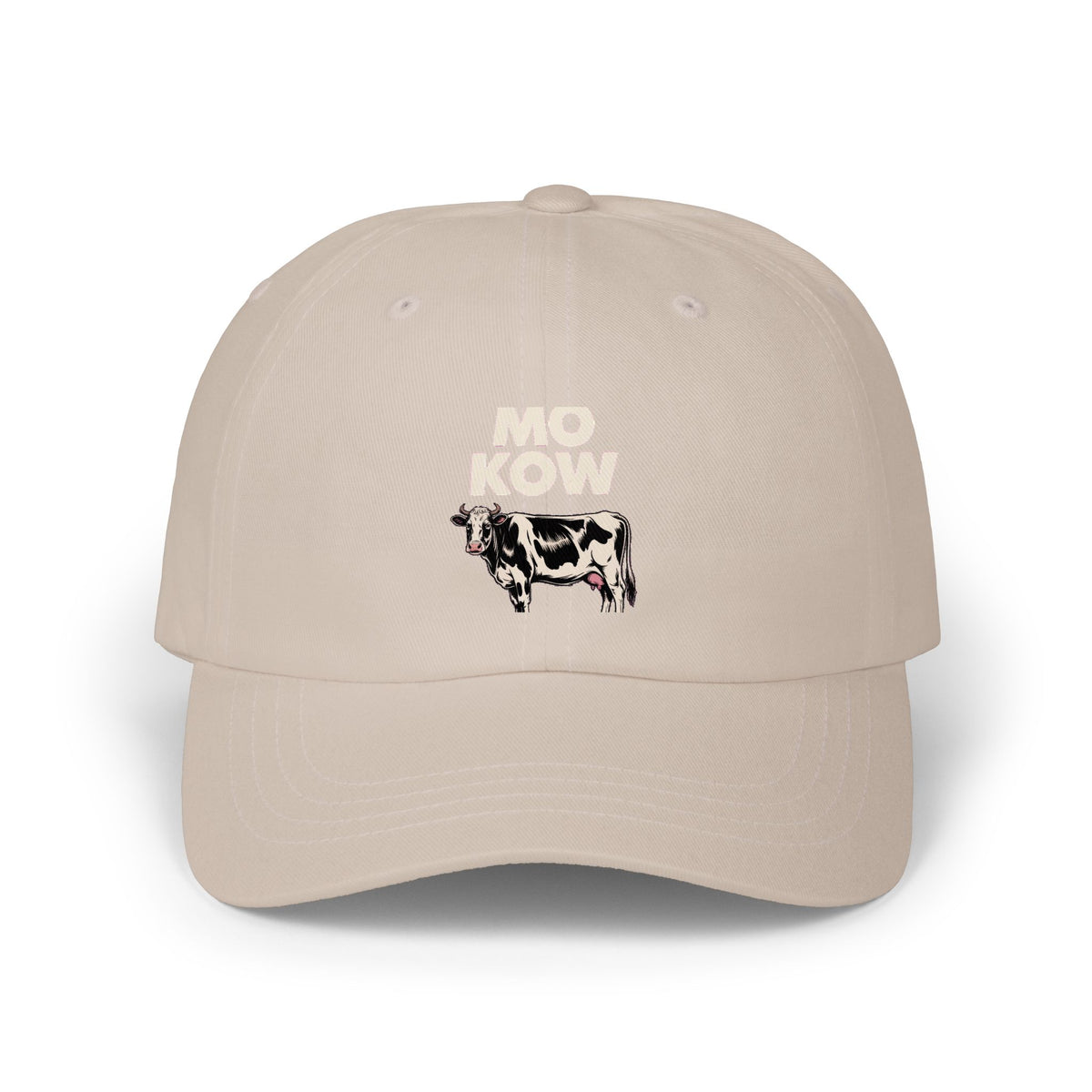 Mo Kow Funny Cow Dad Hat, Absurd Meme Embroidered Cap, Deadpan Farm Animal Hat, Funny Farmer Gift, Cow Lover Baseball Cap