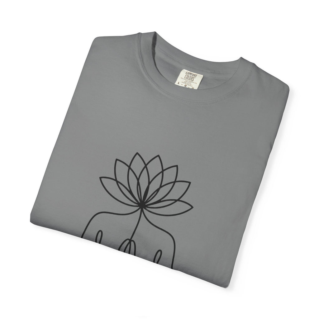 Lotus Flower Line Art Shirt, Minimalist Yoga T-Shirt, Breathe Meditation Tee, Continuous Line Lotus Tattoo Style Gift