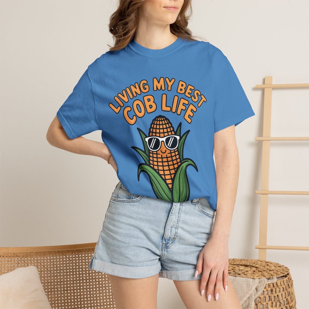 Funny Corn Shirt, Living My Best Cob Life T-Shirt, Cute Corn Sunglasses Tee, Vegetable Lover Gift, Funny Food Shirt