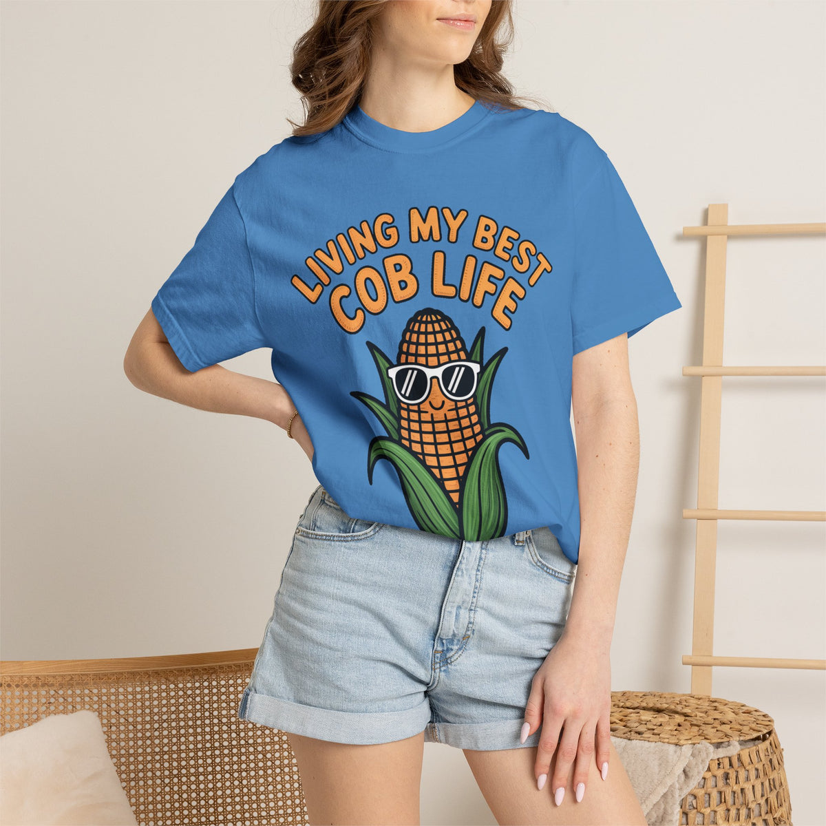 Funny Corn Shirt, Living My Best Cob Life T-Shirt, Cute Corn Sunglasses Tee, Vegetable Lover Gift, Funny Food Shirt