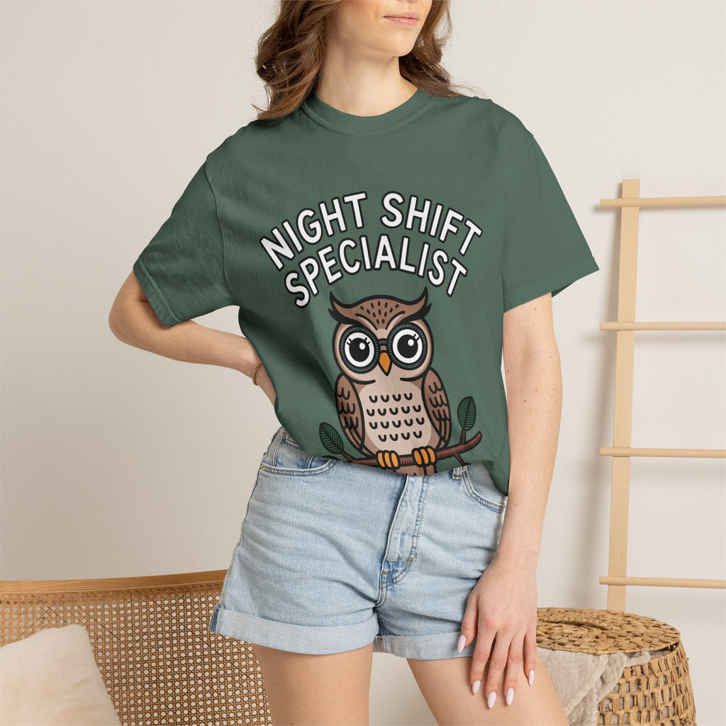 Night Shift Owl Shirt, Funny Night Shift Specialist T-Shirt, Cute Owl With Glasses Tee, Nurse Gift, Night Owl Lover Gift