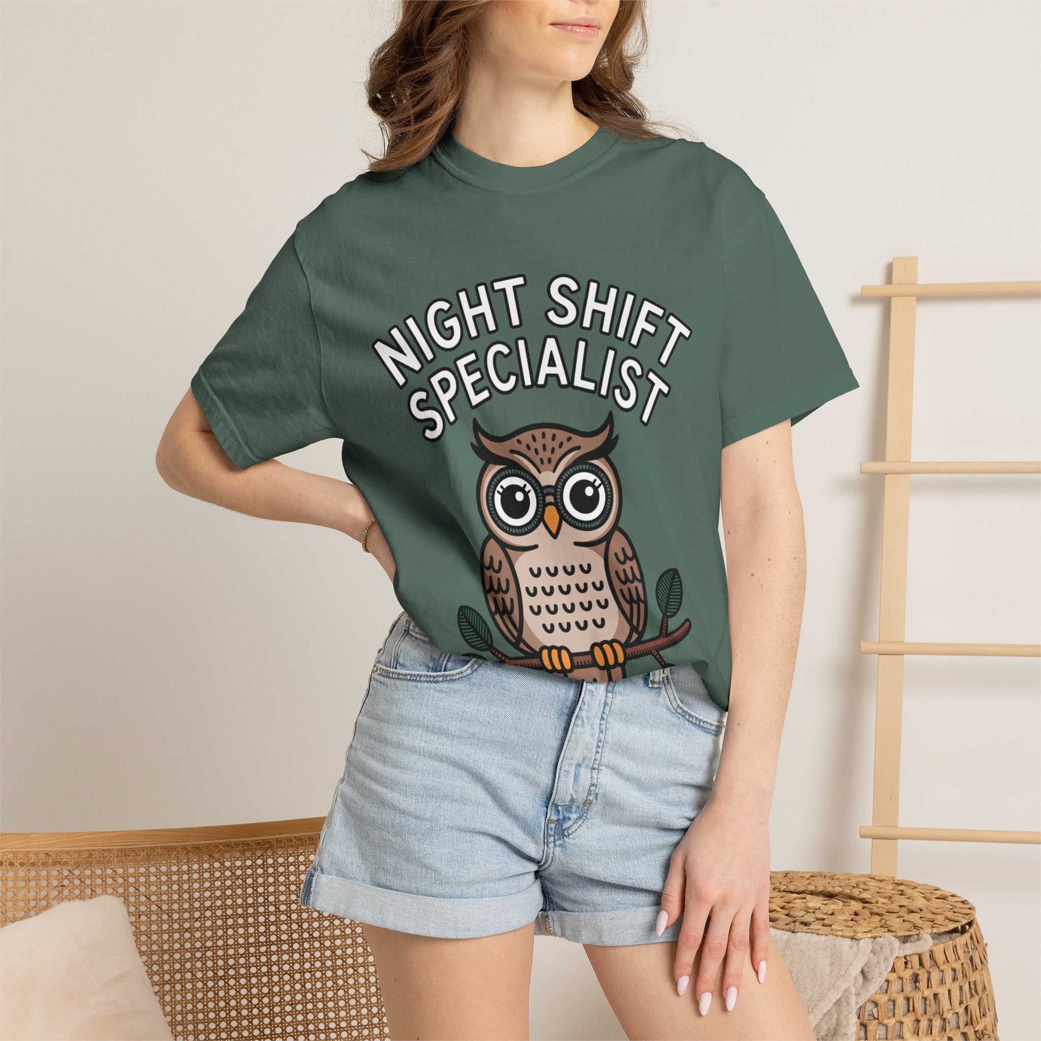 Night Shift Owl Shirt, Funny Night Shift Specialist T-Shirt, Cute Owl With Glasses Tee, Nurse Gift, Night Owl Lover Gift