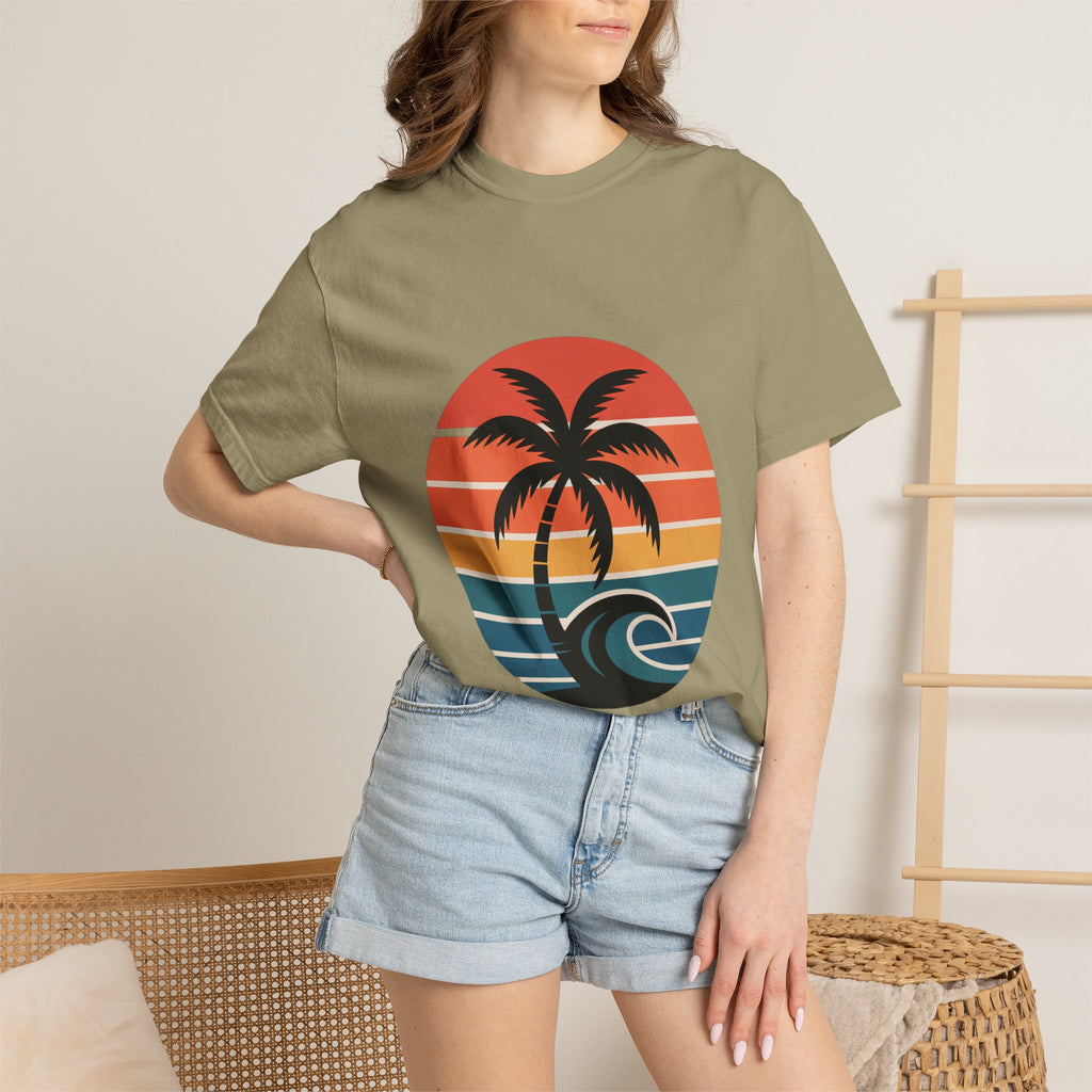 Salt Air Messy Hair Beach Shirt, Retro Sunset Badge T-Shirt, Vintage Palm Tree Wave Tee, Summer Vacation Gift